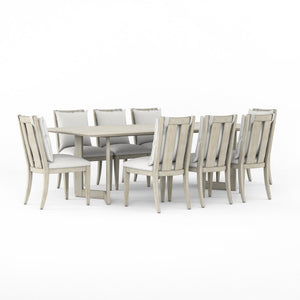 A.R.T. Furniture Cotiere Contemporary Rectangular Dining Table With Adjustable Base, Stunning White Oak Finish Beige Parawood Solids,Mixed Split Cathedral Quarter,White Oak Veneer 299220-2349