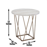 Steve Silver Rowyn Gray End Table - Faux Marble Top, Stylish Design & Easy Assembly