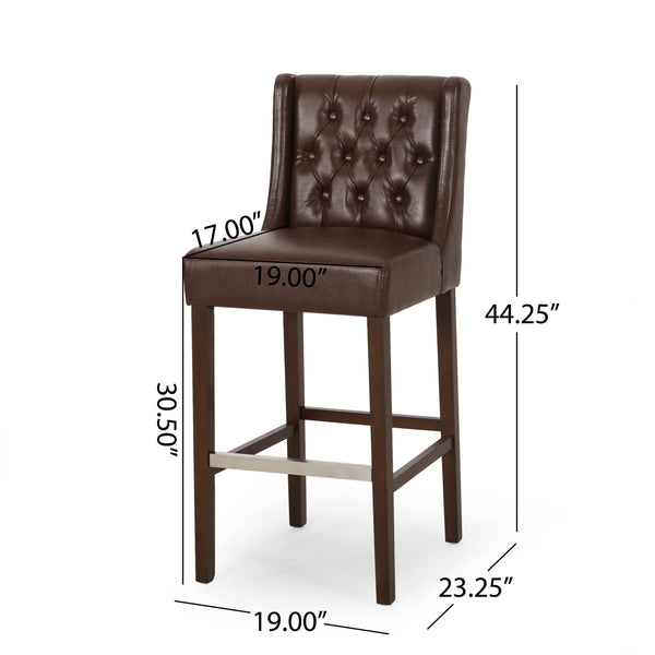 English Elm Christopher Knight Home® - BARSTOOL sleek PU upholstered counter stool with sturdy frame, ergonomic seat and modern minimalist design Dark Brown 70678.00PUDBRN