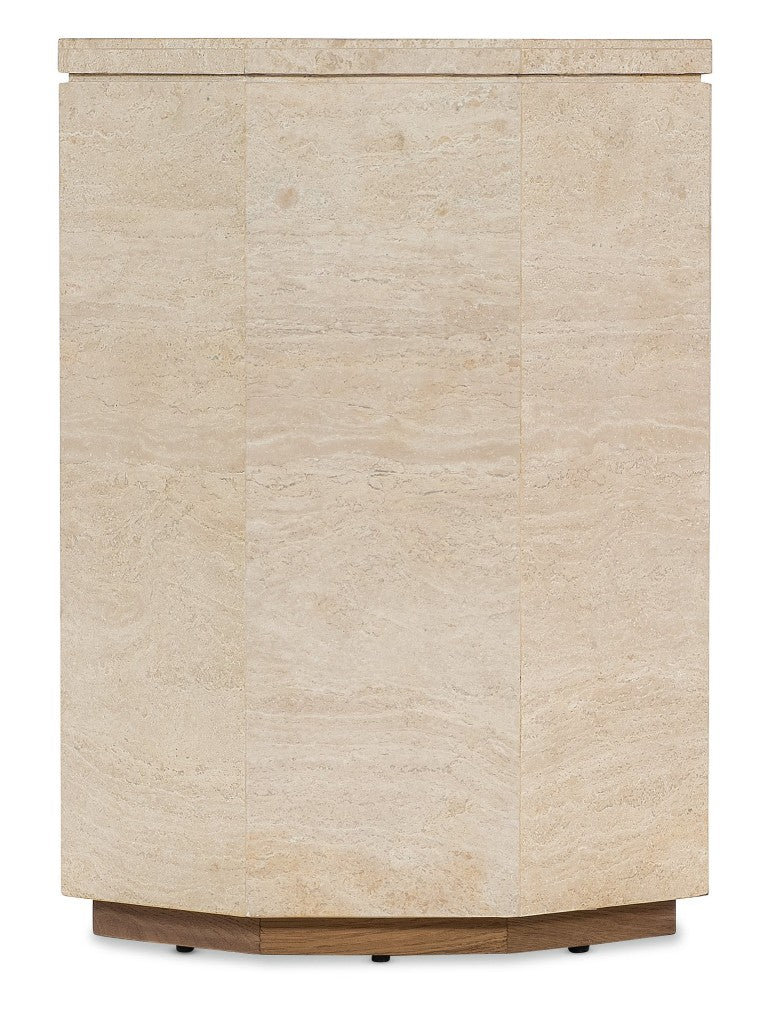 Hooker Furniture Commerce Haven Spot Table Octagonal Marble Accent End Table — Compact Plinth Base, Natural Veining, Durable Luxury (22" H) 7228-80238-05