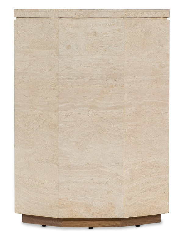 Hooker Furniture Commerce Haven Spot Table Octagonal Marble Accent End Table — Compact Plinth Base, Natural Veining, Durable Luxury (22" H) 7228-80238-05