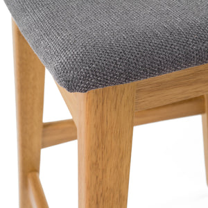 English Elm Christopher Knight Home® - Bar Stool - Mid-Century Modern Dark Grey Upholstered Seat With Stylish Wood Legs For Comfort & Elegance 58922.00OAK