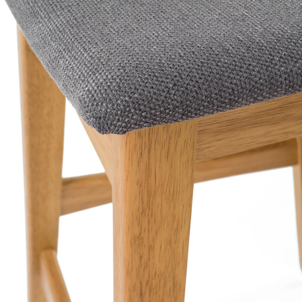 English Elm Christopher Knight Home® - Bar Stool - Mid-Century Modern Dark Grey Upholstered Seat With Stylish Wood Legs For Comfort & Elegance 58922.00OAK