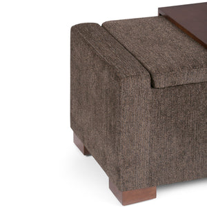 English Elm Bretton Lift-Top Storage Ottoman in Deep Umber Brown Chenille Fabric with Tray and Large Interior Storage B136P159221
