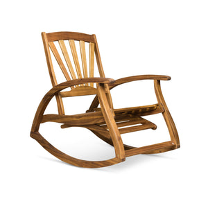 English Elm Christopher Knight Home® - Outdoor Acacia Wood Rocking Chair with Retractable Footrest, Durable Weather-Resistant Porch Patio Seating Comfortably Teak 63337.00