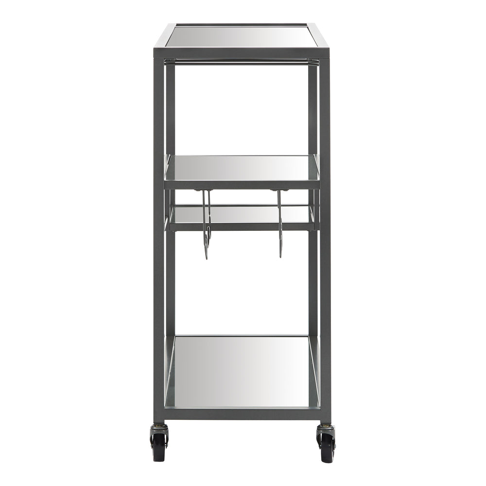 Homelegance By Top-Line Samar Glass Top Metal Bar Cart Black Steel