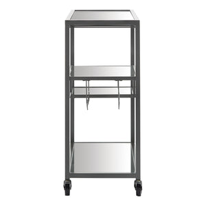 Homelegance By Top-Line Samar Glass Top Metal Bar Cart Black Steel