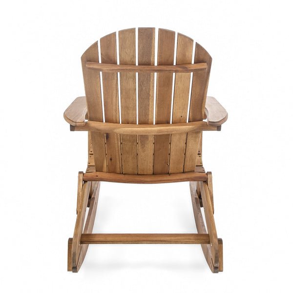 English Elm Christopher Knight Home® - MALIBU Adirondack Rocking Chair in Handcrafted Acacia Wood for Patio, Weather-Resistant Comfort & Style Natural 43 L x 28 W x 14.5 H 61681.00