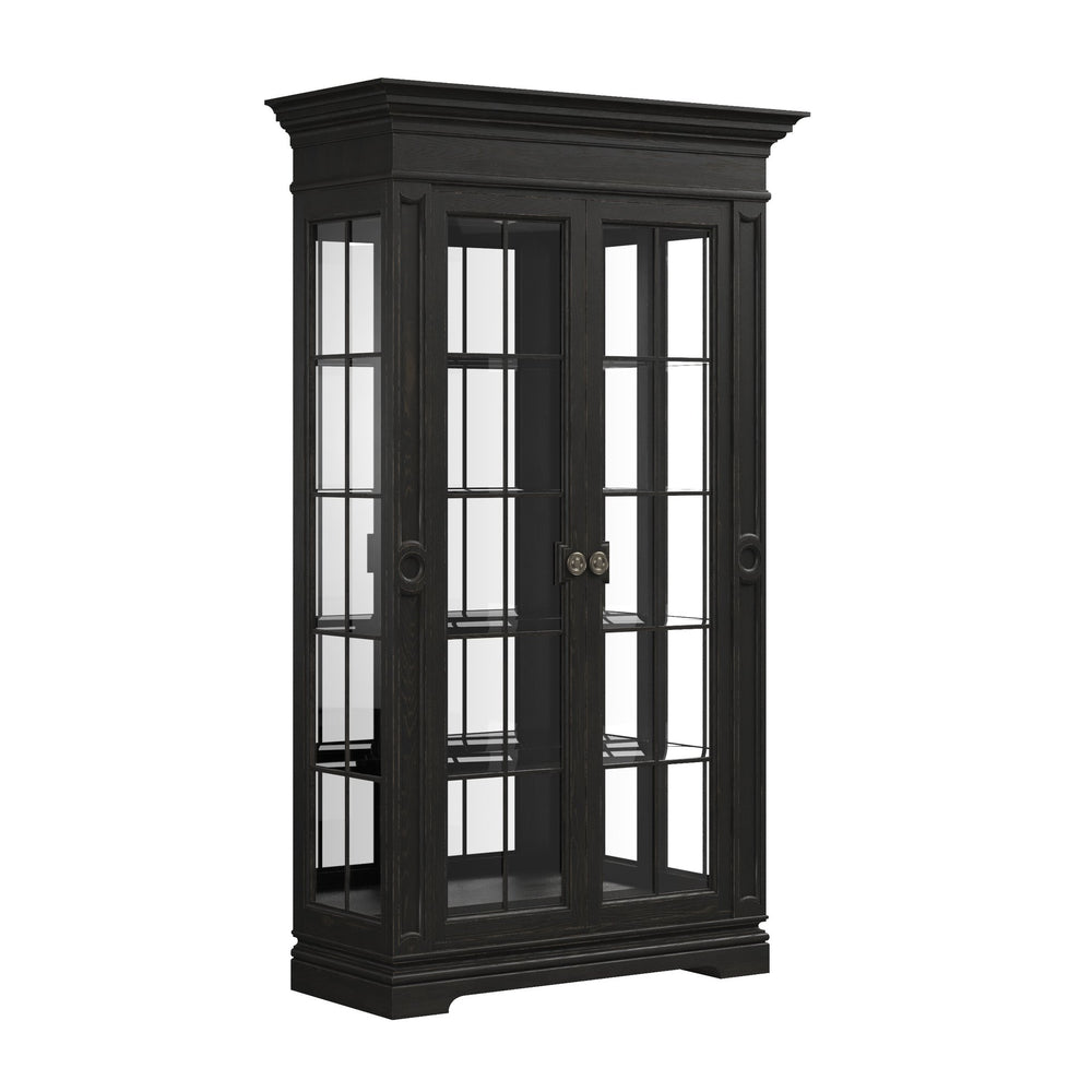 Atrium China Cabinet with LED Lighting, Adjustable Glass Shelves & Elegant Crown Molding Design