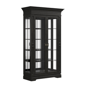 Atrium China Cabinet with LED Lighting, Adjustable Glass Shelves & Elegant Crown Molding Design