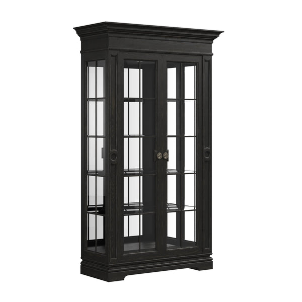 Atrium China Cabinet with LED Lighting, Adjustable Glass Shelves & Elegant Crown Molding Design