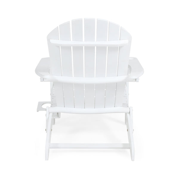 English Elm Christopher Knight Home® - BELLWOOD Adirondack Chair with Folding Design, Rustic Outdoor Wood Seat, Built-In Cup Holder Comfort White 37.75 L x 26.75 W x 8.5 H 68940.00WHI