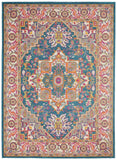 Nourison Passion PSN20 Machine Made Power-loomed Floral Border Indoor Only Bohemian  Rug Teal Multicolor, Teal Multicolor 100% Polypropylene 99446486547