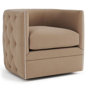 Bernhardt Bernhardt Palazzo Fabric Swivel Chair With Barrel Back, Nailhead Trim & Tufted Curved Comfort B2122SA
