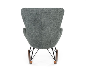 VIG Furniture Ikard Plush Grey Sheep Rocking Chair With Walnut Runners & Matte Black Frame — Mid‑Century Comfort And Style VGDWJ1831-GRY
