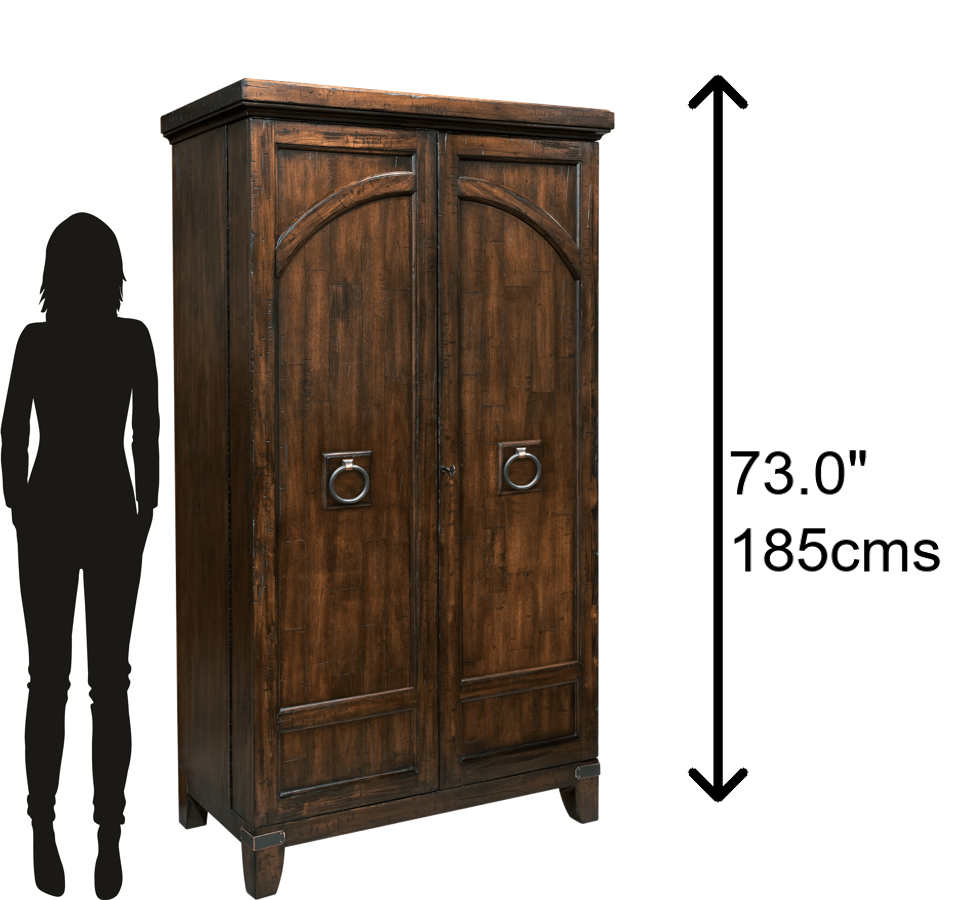 Hekman Furniture 695122 Rustic Rogue Valley Wine Cabinet With Locking Door, Auto-on Light & Ample Storage Space Rustic Hardwood Rogue Valley Wine Cabinet 695122