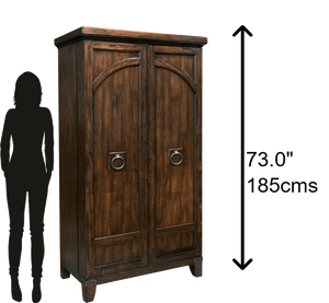 Hekman Furniture 695122 Rustic Rogue Valley Wine Cabinet With Locking Door, Auto-on Light & Ample Storage Space Rustic Hardwood Rogue Valley Wine Cabinet 695122