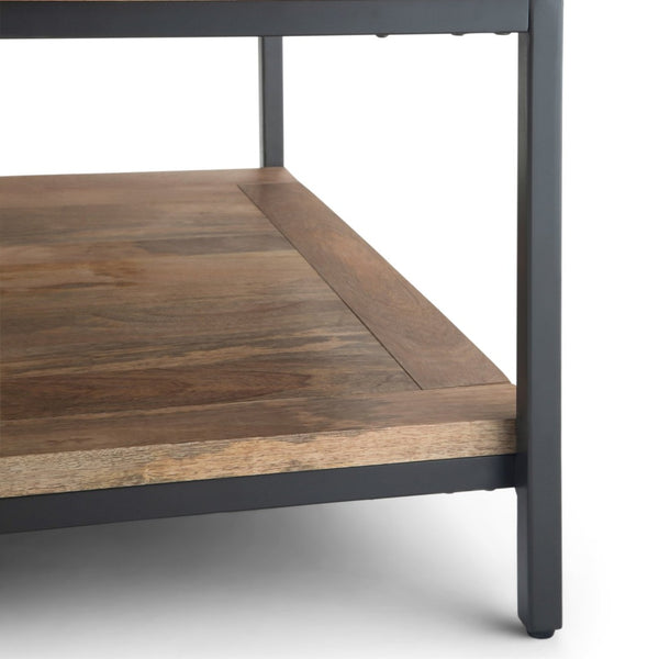 English Elm Skyler Square Coffee Table - Handcrafted Mango Wood With Charcoal Metal Frame & Storage Shelf B136P159614-GIGA
