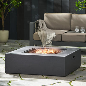 English Elm 50000 Btu Square Mgo Concrete Propane Fire Table for Outdoor Patio Entertaining 59241.00-50K