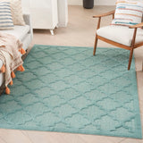 Nourison Easy Care NES01 Machine Made Flat Weave Solid Border Indoor/Outdoor Modern Outdoor Rug Aqua Teal, Aqua Teal 84% Polypropylene,16% Polyester 99446041371