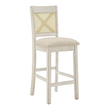 Homelegance By Top-Line Delroy Cane Accent X-Back Counter Height Stools (Set of 2) White Rubberwood