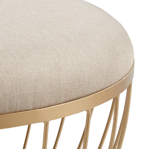 Homelegance By Top-Line Ernesto Fabric Upholstered Round Ottoman Gold Fabric