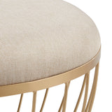 Homelegance By Top-Line Ernesto Fabric Upholstered Round Ottoman Gold Fabric