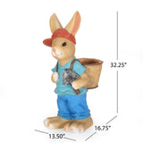 Christopher Knight Home® - Noble House - Twete Outdoor Decorative Rabbit Planter, Blue and Brown