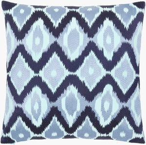 Surya Ikat Luxe Pillow Cover - 18"X18" Cotton Accent With Intricate Pattern For Global Style Decor Pale Blue Cotton,Cotton Ikl001-2222d