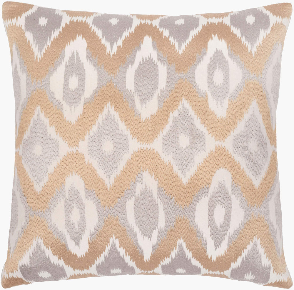 Surya Ikat Luxe Pillow Cover - 18"X18" Cotton Accent With Intricate Pattern For Global Style Decor Ivory Cotton,Cotton Ikl002-2222p