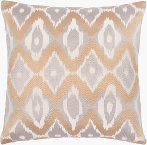 Surya Ikat Luxe Pillow Cover - 18"X18" Cotton Accent With Intricate Pattern For Global Style Decor Ivory Cotton,Cotton Ikl002-2222p