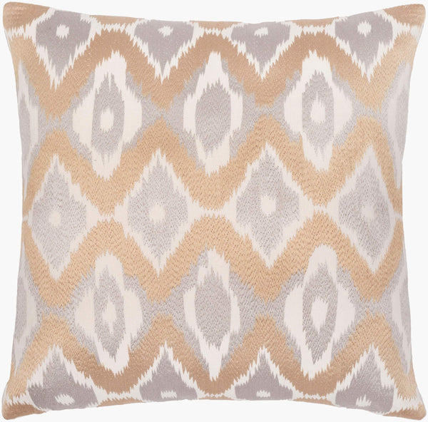 Surya Ikat Luxe Pillow Cover - 18"X18" Cotton Accent With Intricate Pattern For Global Style Decor Ivory Cotton,Cotton Ikl002-2222p