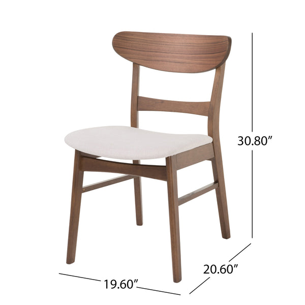 English Elm [video] Rubberwood Dining Chairs Set of 2 Upholstered Mid-century Seats for Modern Homes Light Beige 58915.00WNT