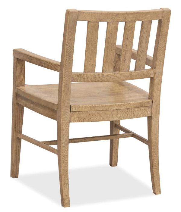 Hooker Furniture Driftwood Rustic Splatback Arm Chair With Solid Oak Frame, Buckboard Finish For Farmhouse Dining Light Wood 6820-75301-80