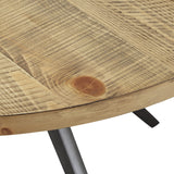 Homelegance By Top-Line Amala Wood Finish and Black Metal Base Round Dining Table Light Pine Veneer