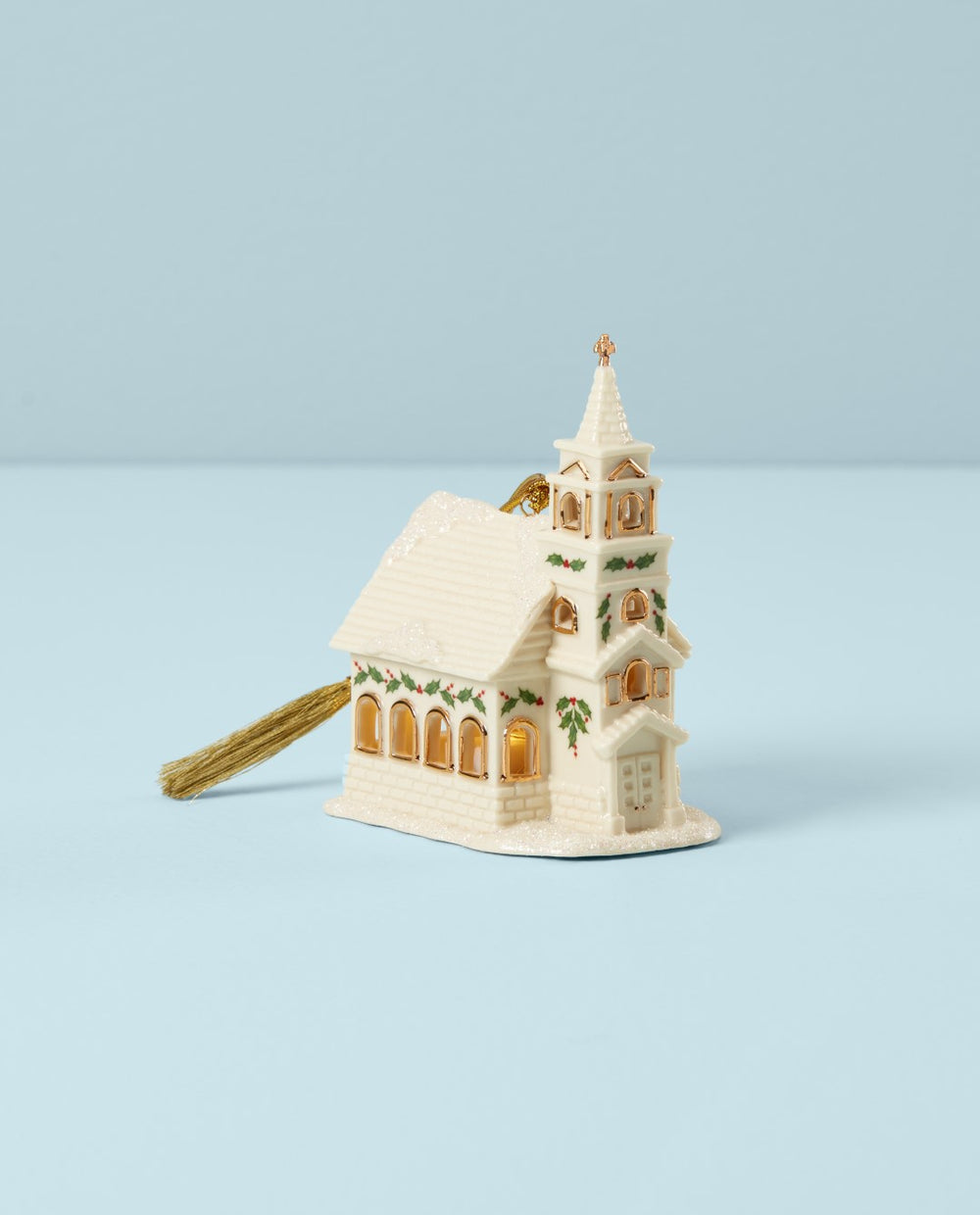 Lenox Christmas Village Church Lighted Ornament Ivory, IVORY PORCELAIN 883292