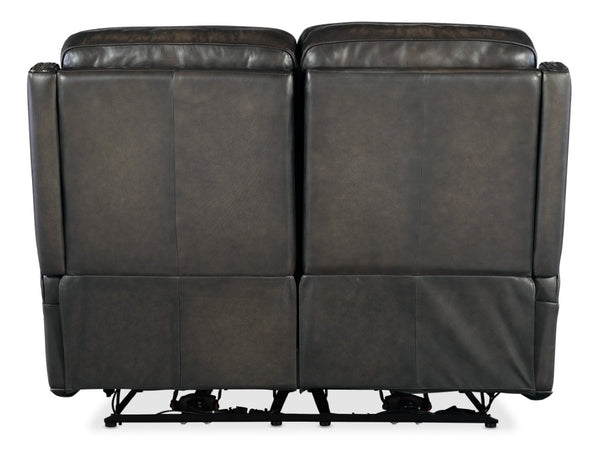 Hooker Furniture Hamilton Power Loveseat With Zero-Gravity Recline, Usb Charging, Top-Grain Leather, Nailhead Trim Grey SS116-PHZ2-095