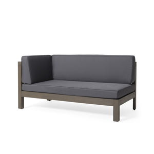 English Elm Brava Acacia Wood Outdoor Modular Sofa Set Mid-century Slatted Cross-back Patio Seating 57967-8-64489DGY-64496GRY