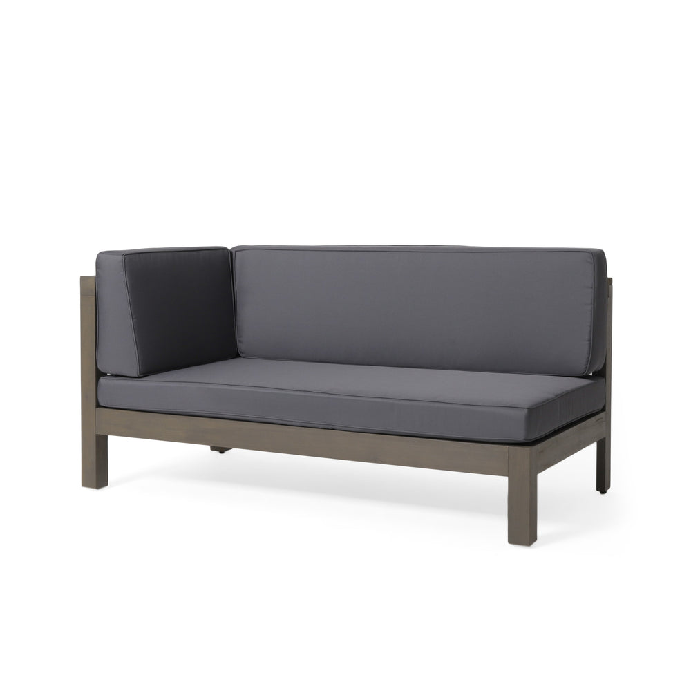 English Elm Brava Acacia Corner Bench Set with Coffee Table Outdoor Cross-back Slatted Design 57967.00DGY-57968.00DGY