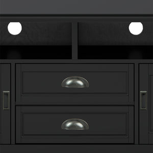 English Elm Burlington 72" Solid Wood Tv Media Stand - Elegant Black Finish With Storage & Cord Management Features B136P159513