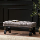 Christopher Knight Home® - Noble House - Hilton Contemporary Button-Tufted Velvet Ottoman Bench, Dark Gray