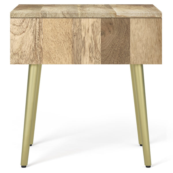 English Elm Jager Side Table – Handcrafted Mid-Century Accent With Natural Wood & Brass Details For Modern Spaces B136P158749