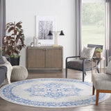 Nourison Whimsicle WHS03 Machine Made Power-loomed Ornamental Border Indoor Only Farmhouse Bohemian Rug Grey Blue, Grey Blue 100% Polypropylene 99446831507