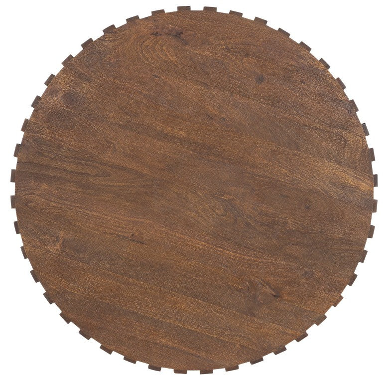 Hooker Furniture Commerce Mango Wood Gear Cocktail Table 42" Round — Ribbed Industrial-Organic Carved Accent Table, Natural Finish 7228-80211-85