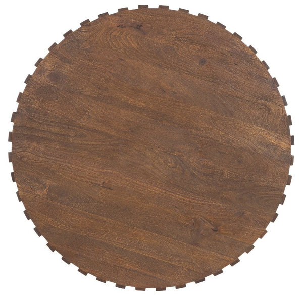 Hooker Furniture Commerce Mango Wood Gear Cocktail Table 42" Round — Ribbed Industrial-Organic Carved Accent Table, Natural Finish 7228-80211-85
