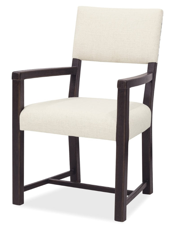 Hooker Furniture Driftwood Upholstered Arm Chair With Burnt Timber Distressed Finish, Solid Wood Arms, Soft Seat 6820-75400-99