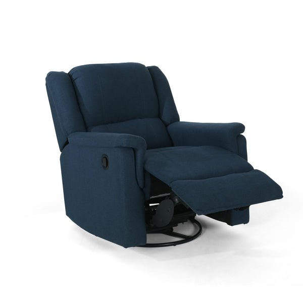 English Elm Christopher Knight Home® - GLIDER Plush Fabric Swivel Recliner with Smooth Gliding Motion, Contemporary Upholstered Comfort Navy Blue 61368.00
