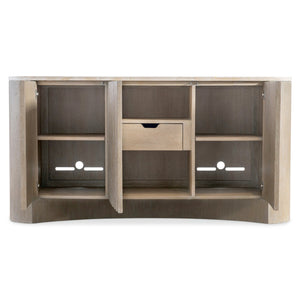 Bernhardt Bernhardt Loggia Buffet With Travertine Top — Fluted Scalloped Doors, Wire-Brush Oak, Soft-Close Storage (34"H) 345135