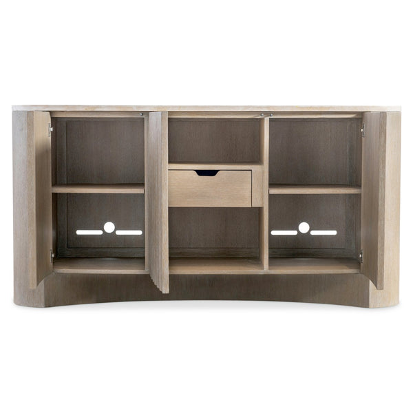 Bernhardt Bernhardt Loggia Buffet With Travertine Top — Fluted Scalloped Doors, Wire-Brush Oak, Soft-Close Storage (34"H) 345135