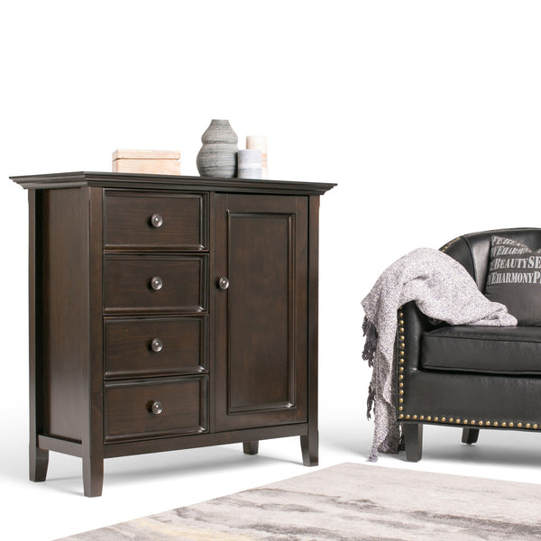 English Elm Amherst Medium Storage Cabinet - Handcrafted Hickory Brown With Adjustable Shelves & Antique Knobs B136P159432